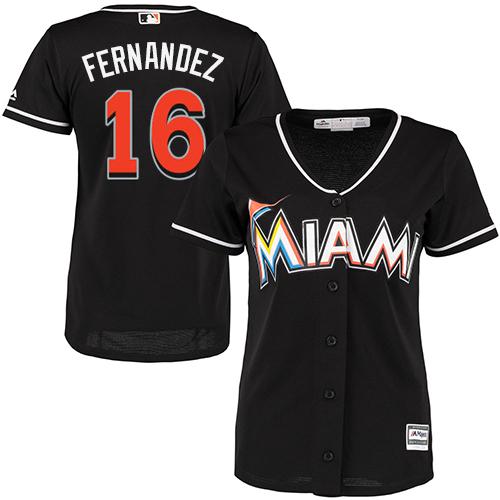 Marlins #16 Jose Fernandez Black Women's Alternate Stitched MLB Jersey